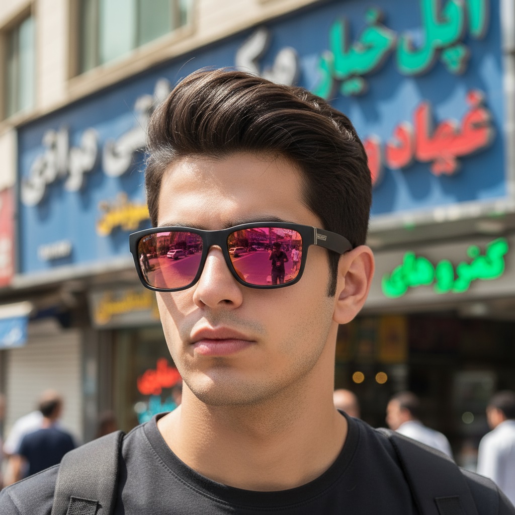 عینک آفتابی مشکی مردانه با لنز صورتی قرمز لوکس1544B عینک آفتابی مشکی مردانه با لنز صورتی قرمز لوکس1544B